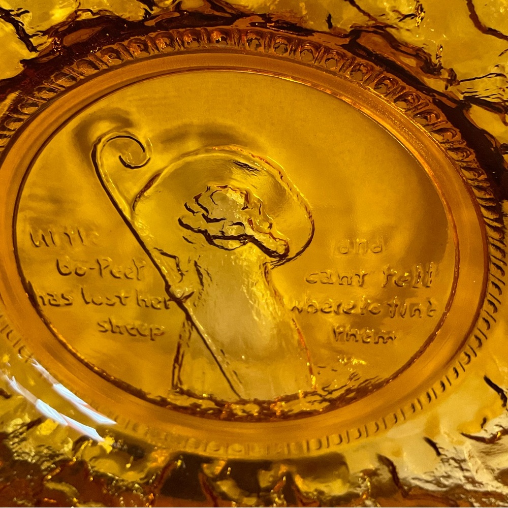 Vintage Federal Glass Nursery Rhyme Amber Plates Set of 4 Depression Glass